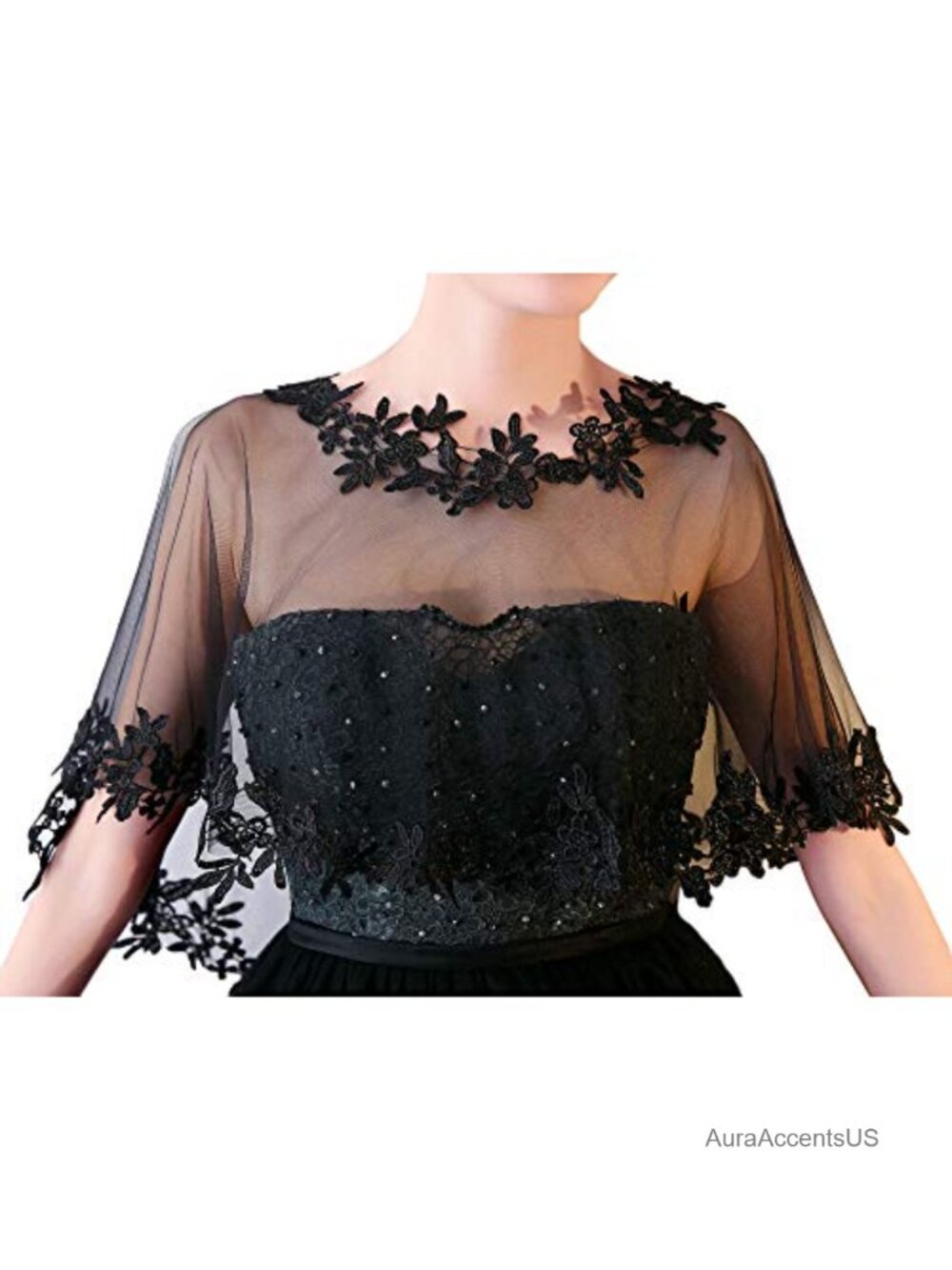 Lace & Polyester Bridal Shrug Cape Wrap Bolero Shoulder Cover Up Evening Party